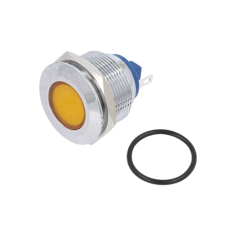 Lampă de control: LED; plată; galbenă; 24VDC; 24VAC; Ø22mm; alamă