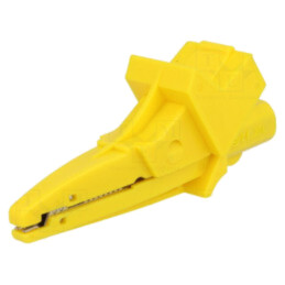 Bornă crocodil; 20A; 1kVDC; galbenă; Dimensiune soclu: 4mm