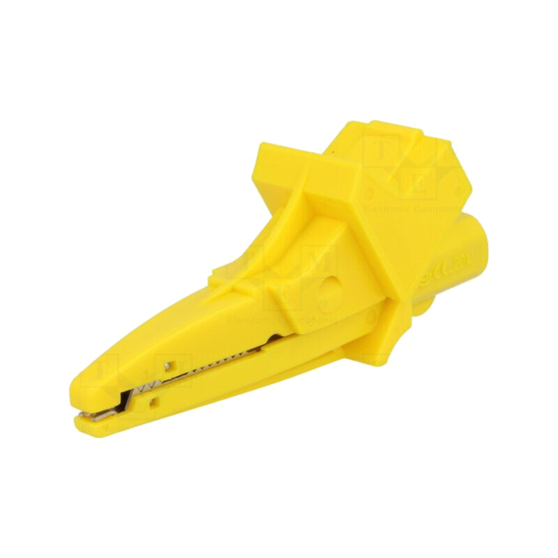 Bornă crocodil; 20A; 1kVDC; galbenă; Dimensiune soclu: 4mm