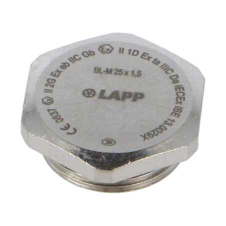 Capac de protecţie; M25; 1,5; IP68; alamă; Acoperire: nichel; 29mm