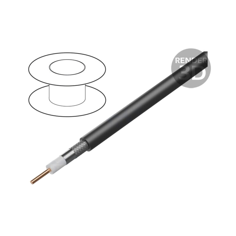 Cablu: coaxial; RG6; 1x18AWG; sârmă; Cu; LSZH; negru; 305m; CPR: Dca