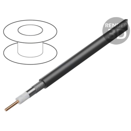 Cablu: coaxial; RG6; 1x18AWG; sârmă; Cu; LSZH; negru; 305m; CPR: Dca