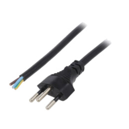 Cablu; 3x1mm2; cabluri,SEV-1011 (J) mufă; PVC; 3m; negru; 10A; 250V