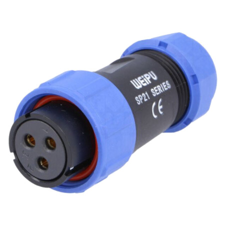 Mufă; SP21; mamă; PIN: 3; IP68; 7÷12mm; 30A; lipire; pe cablu; 500V