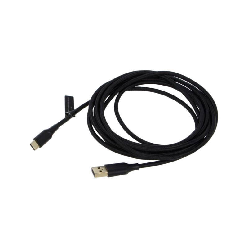 Cablu; USB 2.0; USB A mufă,USB C mufă; aurit; 3m; negru; textilă