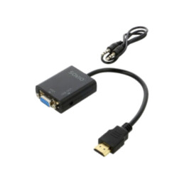 Adaptor; HDMI mufă,Jack 3,5mm soclu,VGA soclu; negru; neagră