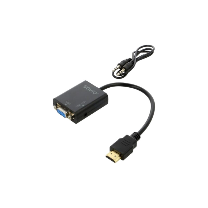 Adaptor; HDMI mufă,Jack 3,5mm soclu,VGA soclu; negru; neagră