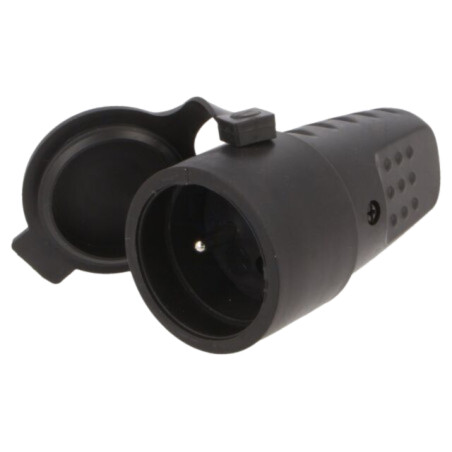 Conector: alimentare AC; mamă; soclu; 2P+PE; 250VAC; 16A; neagră