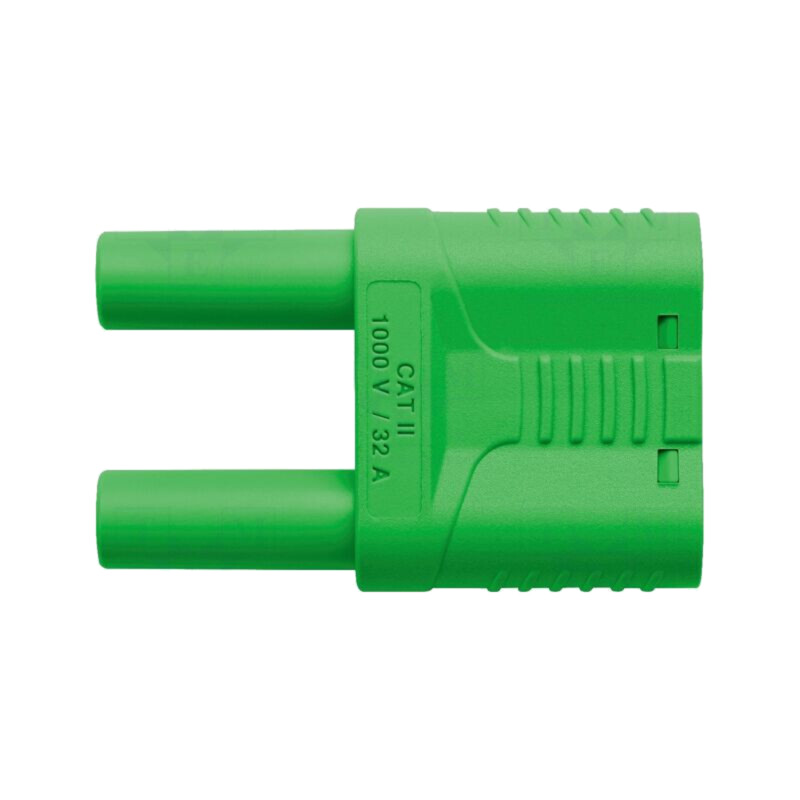 Conector: banană 4mm; punte stacabila; 32A; 1kVAC; verde; nichelat