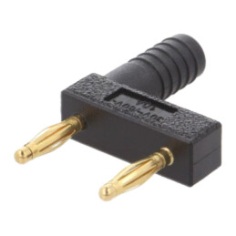 Conector: banană 2mm; punte stacabila; 10A; neagră; aurit; 32,2mm