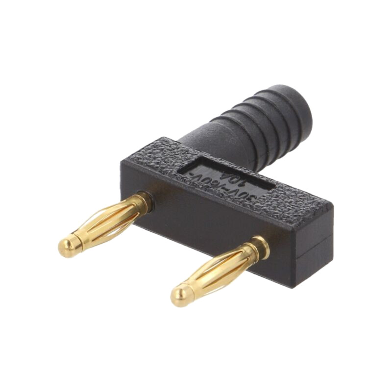 Conector: banană 2mm; punte stacabila; 10A; neagră; aurit; 32,2mm