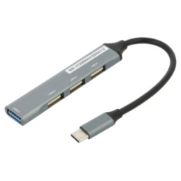 Hub USB; USB A soclu x4,USB C mufă; USB 3.1; argintie; 0,13m