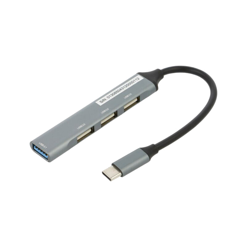 Hub USB; USB A soclu x4,USB C mufă; USB 3.1; argintie; 0,13m