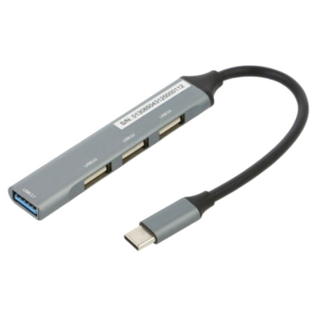 Hub USB; USB A soclu x4,USB C mufă; USB 3.1; argintie; 0,13m