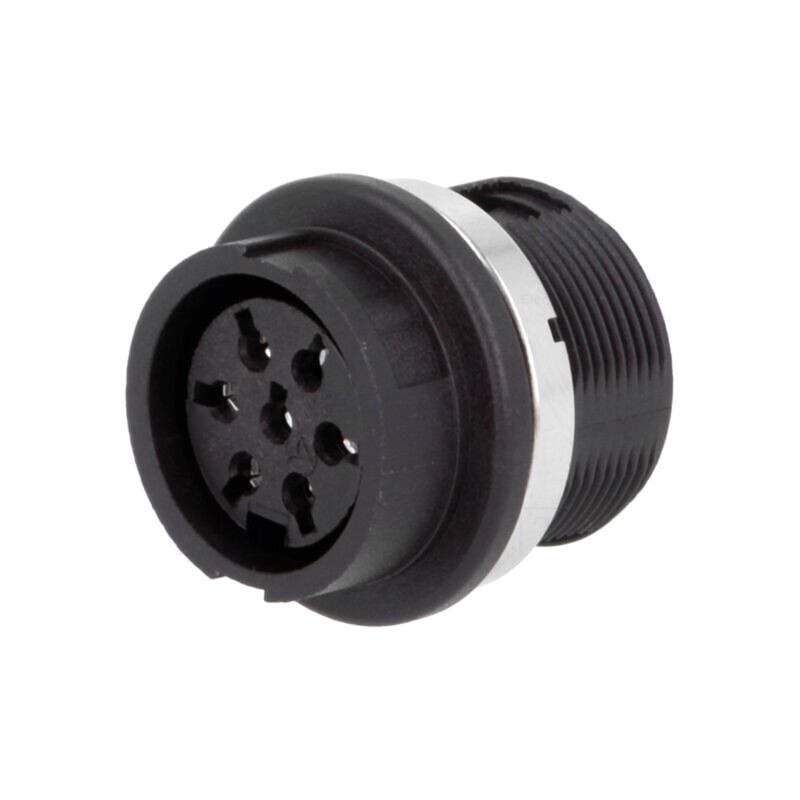 Conector: DIN; soclu; mamă; PIN: 7; Dispunere: 360°; lipire; 300V; 5A Conector: DIN; soclu; mamă; PIN: 7; Dispunere: 360°; lipire; 300V; 5A
