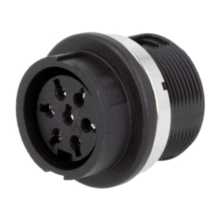 Conector: DIN; soclu; mamă; PIN: 7; Dispunere: 360°; lipire; 300V; 5A