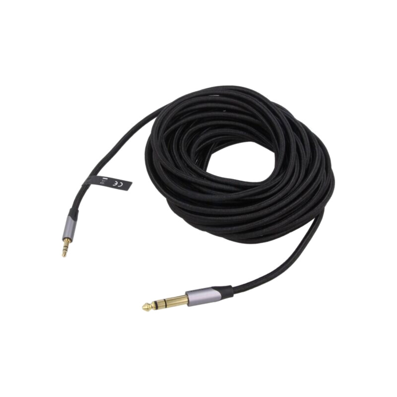 Cablu; Jack 3,5mm 3pin mufă,Jack 6,3mm 3pin mufă; 2m; negru