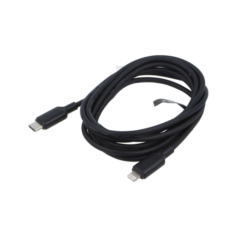 Cablu; mufă Apple Lightning,USB C mufă; nichelat; 2m; negru; PVC