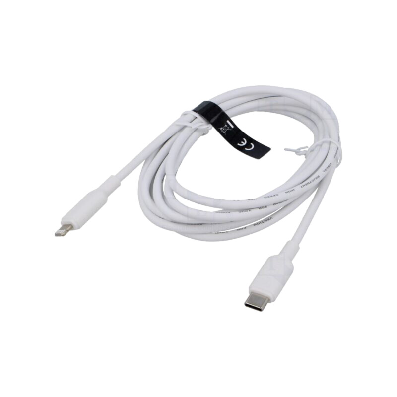 Cablu; mufă Apple Lightning,USB C mufă; nichelat; 2m; alb; PVC