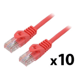 Patch cord; U/UTP; 6; litat; CCA; PVC; roşu; 0,25m; 26AWG; Fire: 8