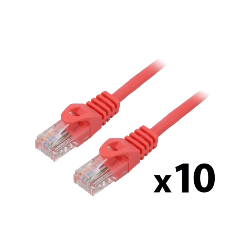 Patch cord; U/UTP; 6; litat; CCA; PVC; roşu; 0,25m; 26AWG; Fire: 8