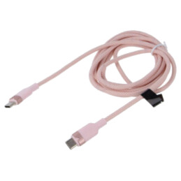 Cablu; USB 2.0; USB C mufă,din ambele părţi; nichelat; 2m; roz