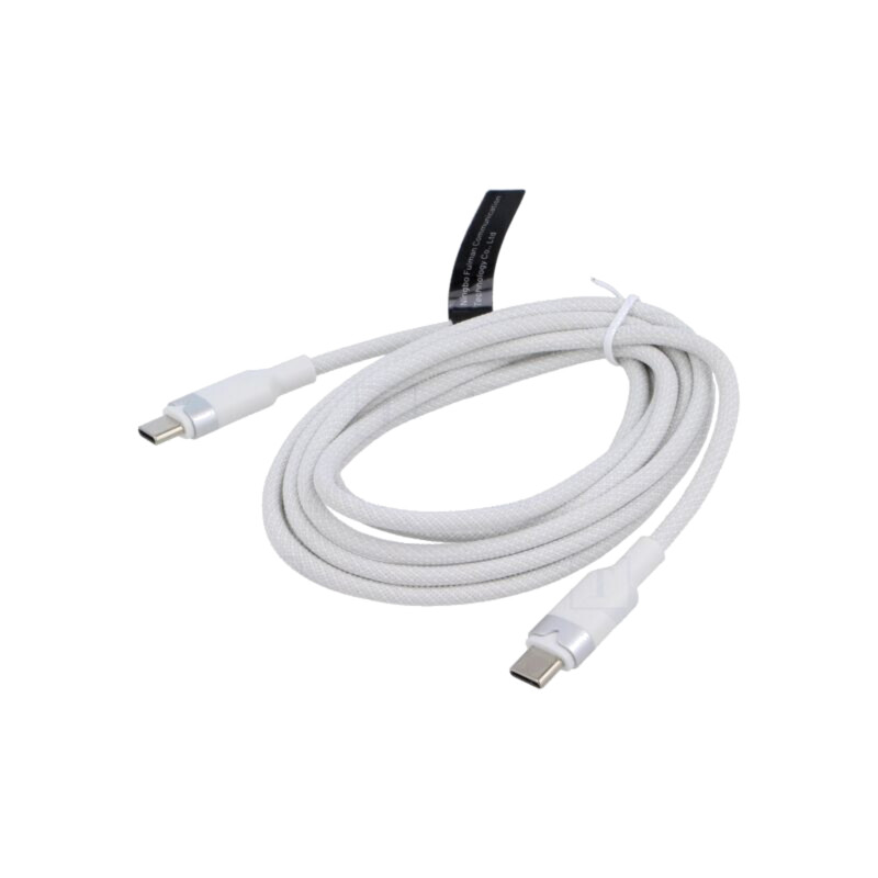 Cablu; USB 2.0; USB C mufă,din ambele părţi; nichelat; 2m; alb