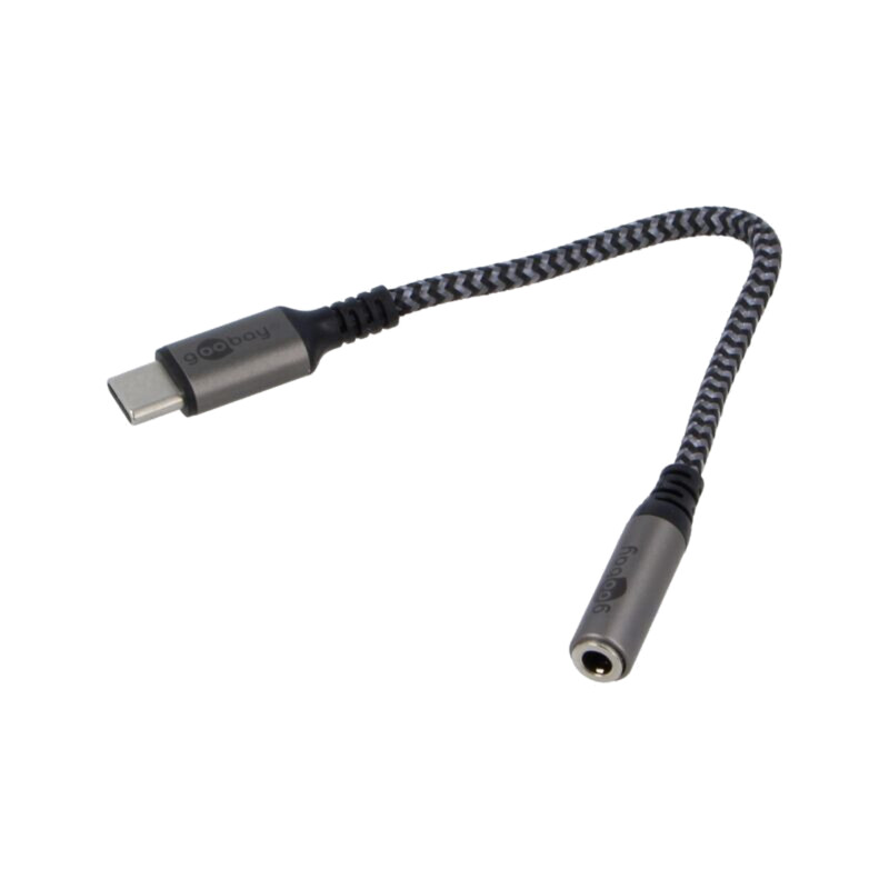 Cablu; Jack 3,5mm 3pin soclu,USB C mufă; 0,15m; negru,gri; 3A