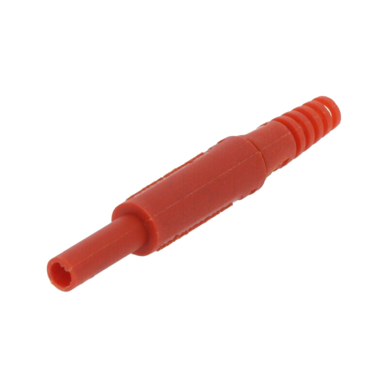 Conector: banană 2mm; mufă; 10A; 600VDC; roşie; nichelat; -25÷80°C