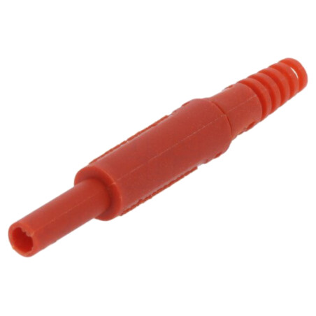Conector: banană 2mm; mufă; 10A; 600VDC; roşie; nichelat; -25÷80°C