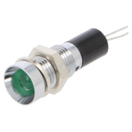 Lampă de control: LED; convex; verde; 12VDC; Ø8mm; pt.PCB; alamă