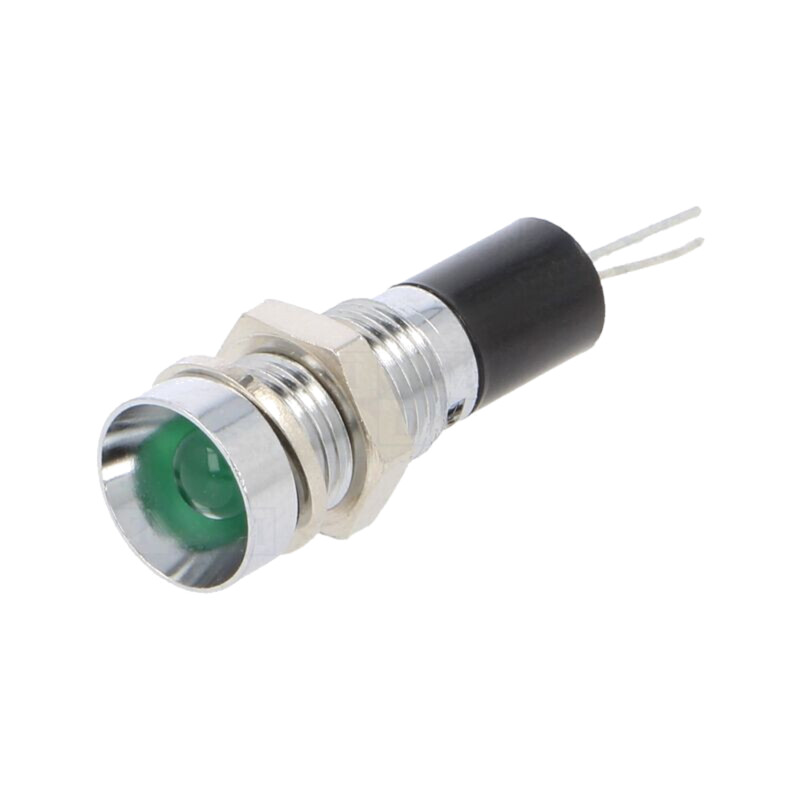Lampă de control: LED; convex; verde; 12VDC; Ø8mm; pt.PCB; alamă