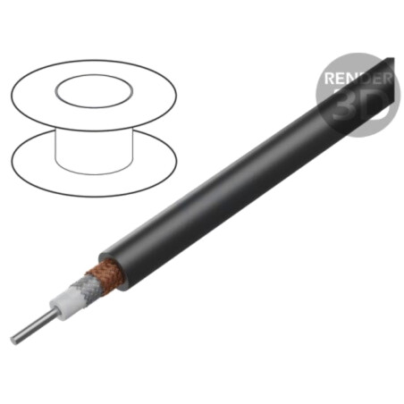 Cablu: coaxial; RG6A/U; sârmă; CCS; PVC; negru; 8,43mm