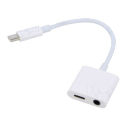 Cablu; Jack 3,5mm soclu,USB C soclu,USB C mufă; 0,15m; albă