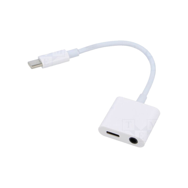 Cablu; Jack 3,5mm soclu,USB C soclu,USB C mufă; 0,15m; albă