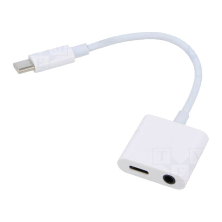 Cablu; Jack 3,5mm soclu,USB C soclu,USB C mufă; 0,15m; albă