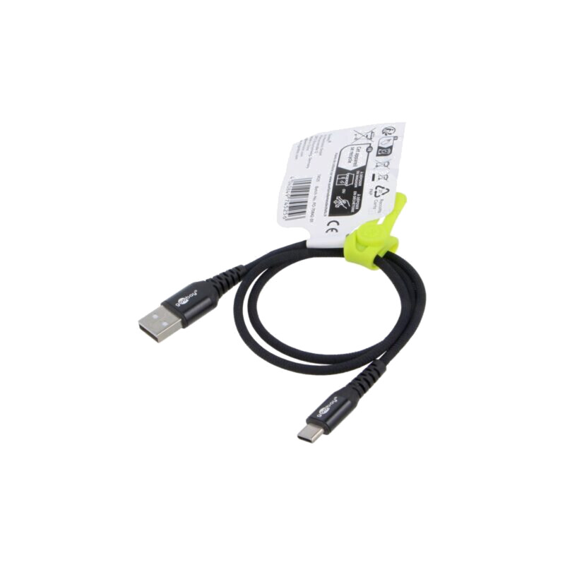 Cablu; USB 2.0; USB A mufă,USB C mufă; 0,5m; negru; 0,48Gbps; 60W