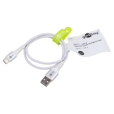 Cablu; USB 2.0; USB A mufă,USB C mufă; 0,5m; alb; 0,48Gbps; 60W; 3A