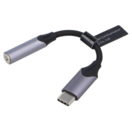 Cablu; Jack 3,5mm soclu,USB C mufă; nichelat; 0,1m; negru