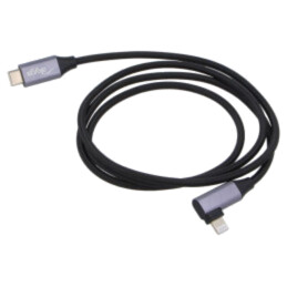 Cablu; USB 2.0; mufă în unghi Apple Lightning,USB C mufă; 1m