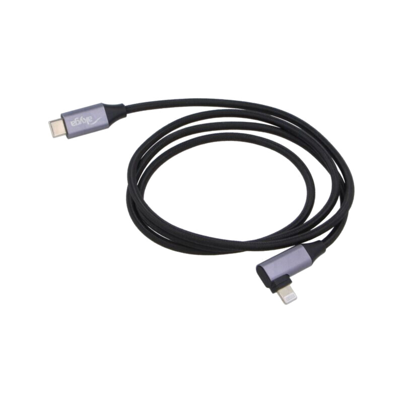 Cablu; USB 2.0; mufă în unghi Apple Lightning,USB C mufă; 1m