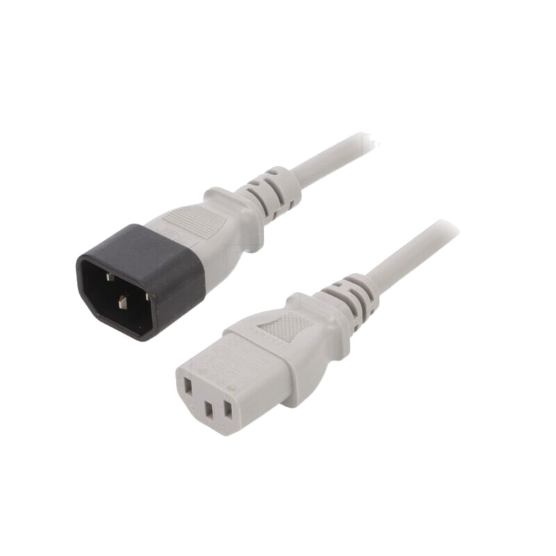 Cablu; 3x1mm2; IEC C13 mamă,IEC C14 tată; PVC; 1,8m; gri; 10A; 250V Cablu; 3x1mm2; IEC C13 mamă,IEC C14 tată; PVC; 1,8m; gri; 10A; 250V