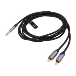 Cablu; Jack 3,5mm 3pin mufă,RCA mufă x2; 2m; Placare: aurit; PVC