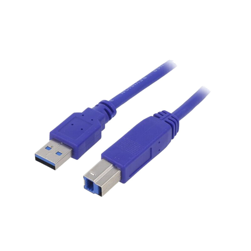 Cablu; USB 3.0; USB A mufă,USB B mufă; aurit; 1,8m; albastru; PVC