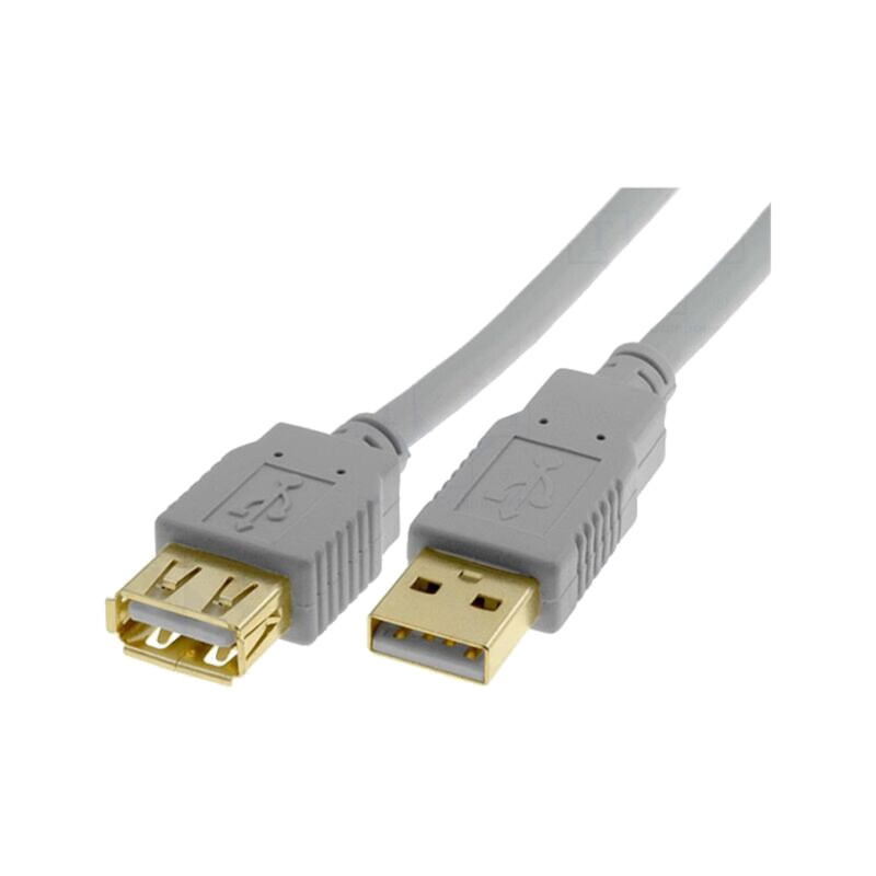 Cablu; USB 2.0; USB A soclu,USB A mufă; aurit; 5m; gri; Fire: Cu