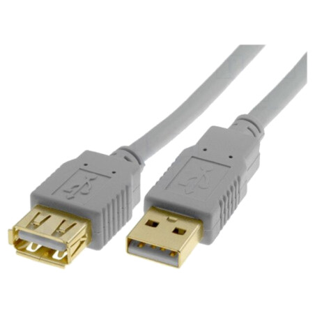 Cablu; USB 2.0; USB A soclu,USB A mufă; aurit; 5m; gri; Fire: Cu