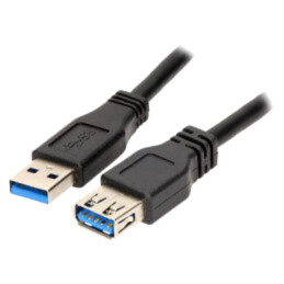 Cablu; USB 3.0; USB A soclu,USB A mufă; nichelat; 1m; negru; 30AWG