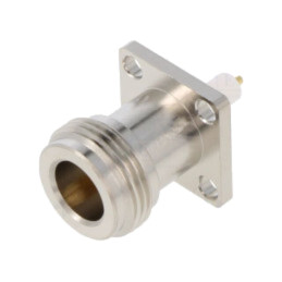 Conector: N; soclu; mamă; drept; 50Ω; lipire; PTFE; aurit