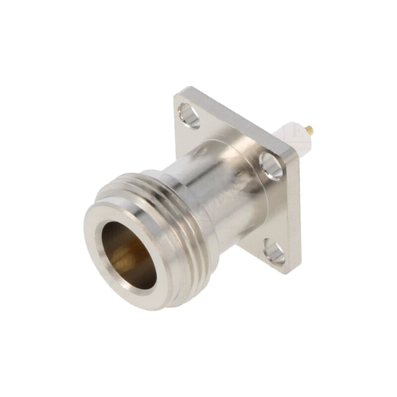 Conector: N; soclu; mamă; drept; 50Ω; lipire; PTFE; aurit