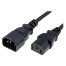 Cablu; 3x1mm2; IEC C13 mamă,IEC C14 tată; PVC; 1,8m; negru; 10A